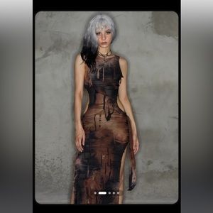 Punk Brown Slim Cut Out Dress Midi Dress